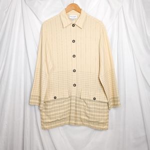 Cream and black striped button up by Emanuel Ungaro